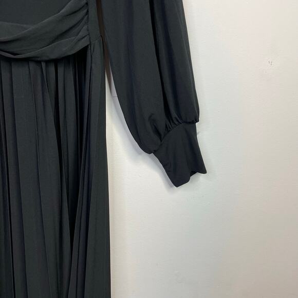 Eloquii Knot Front Pleated Skirt Dress Black Stretch Jersey Knit Long Sleeve 18 - Picture 11 of 17